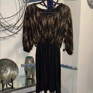 Ana & Rose Black and Gold Sequin Dress